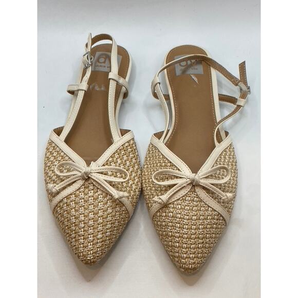 DOLCE VITA Women's Beige Cassita Pointed-Toe Bow Slingback Flats SZ 9 - Picture 1 of 10